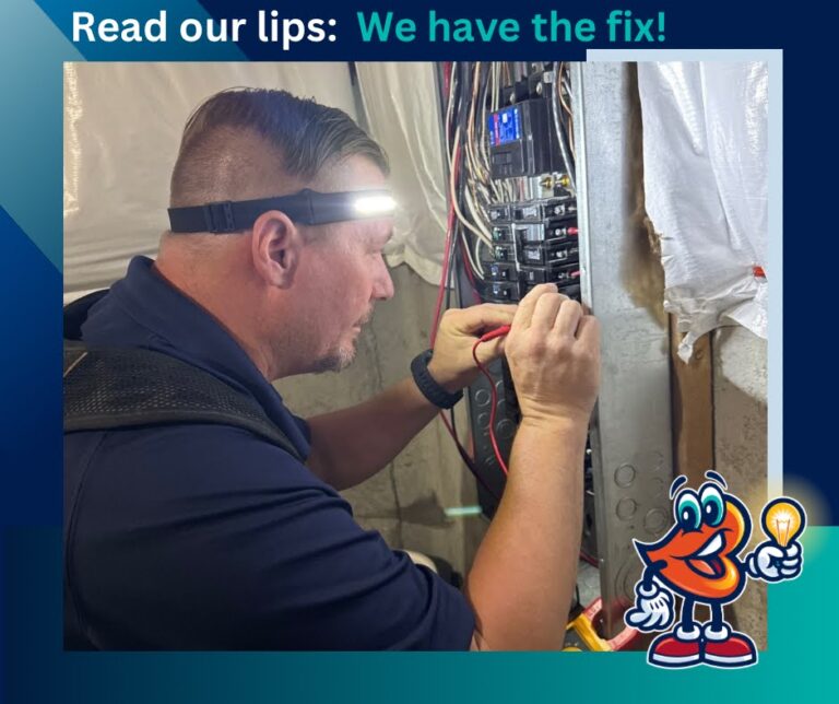Lipps Electric electrician working on an electrical panel