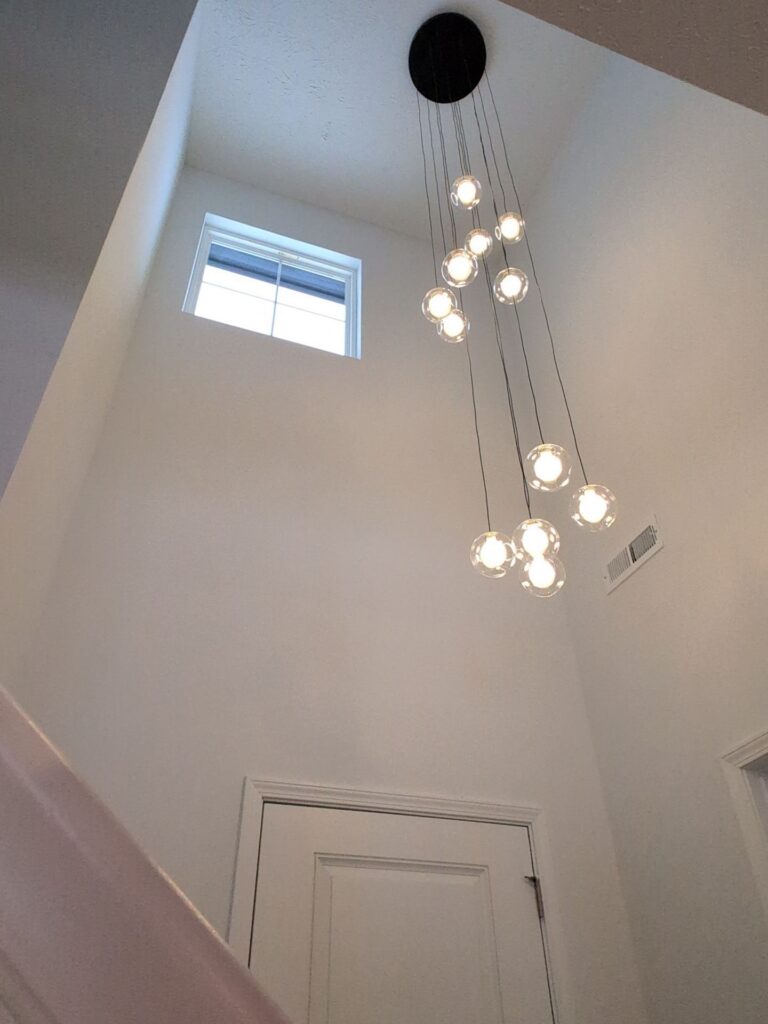 foyer chandelier lighting installation Maineville Ohio