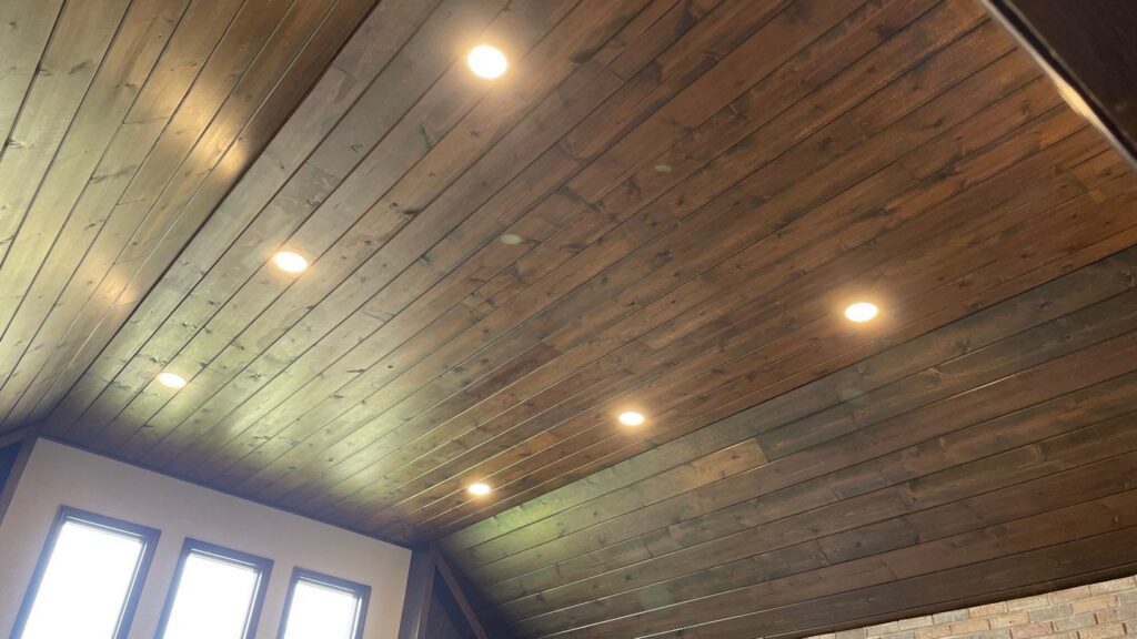recessed lighting installation wood ceiling White Oak Ohio electrician